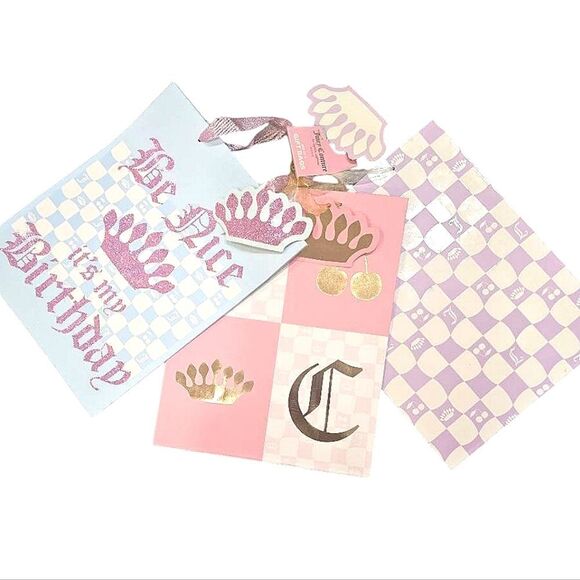 Juicy Couture Home "Be Nice, It's My Birthday" 3-PC Gift Bag & Tag Set - Picture 2 of 4